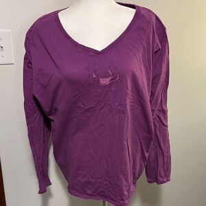 Women's Life Is Good Purple V-Neck Long Sleeve Top
